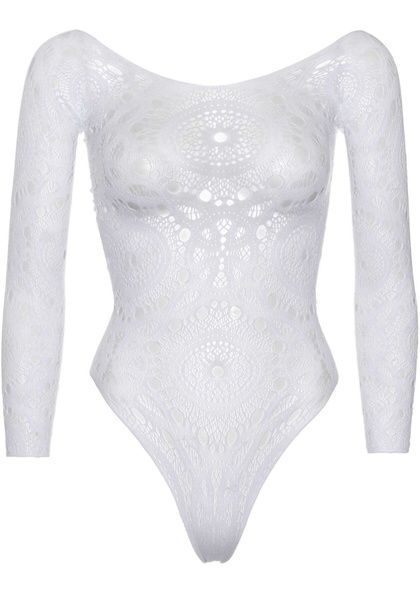 Боді Leg Avenue Snap crotch thong back teddy White M/L SO9133