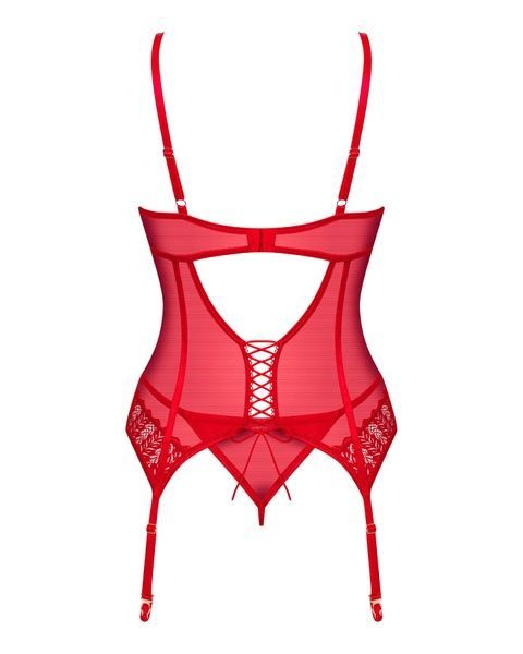 Комплект корсет та стрінги Obsessive Ingridia corset & thong XL/2XL, червоний SO9028