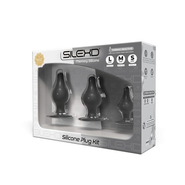 Набор анальных пробок SilexD Silicone Plug Kit двухслойные, силикон+Silexpan, диаметр 3,4; 4; 4,5 см SO7027 фото