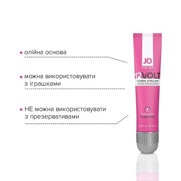 Збудливий гель для клітора System JO 12VOLT (10 мл) з ефектом пульсації та розігріву SO2096