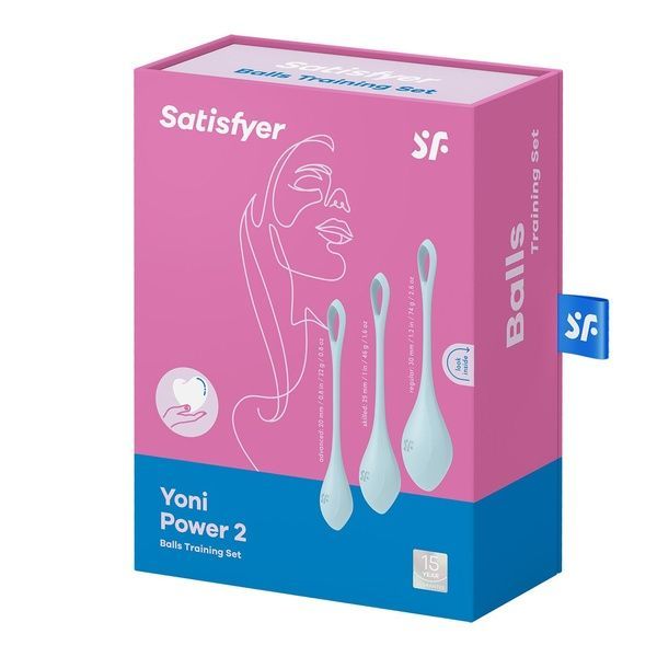 Набір йоні намистин Satisfyer Yoni Power 2 Light Blue, діаметр 2-2,5-3см, маса 22-44-73 г SO5548