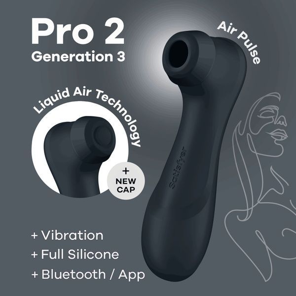 Вакуумний кліторальний стимулятор Satisfyer Pro 2 Generation 3 with Liquid Air Connect App Dark Grey SO8404