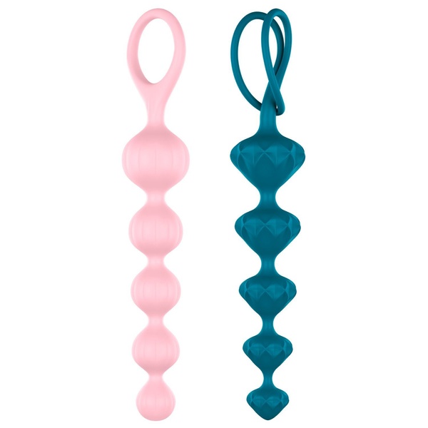 Набір анальних бус Satisfyer Beads Colored, силікон , макс. діаметр 3,3 см і 3,5 см SO2739