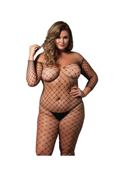 Бодистокинг Leg Avenue Off the shoulder bodystocking Black Queen Size SX1085 фото