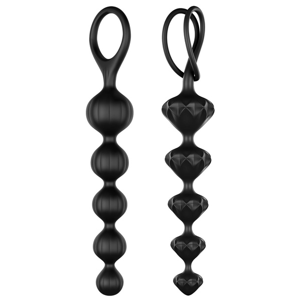 Набір анальних намистин Satisfyer Beads Black, силікон, макс. діаметр 3,3 см та 3,5 см SO2740