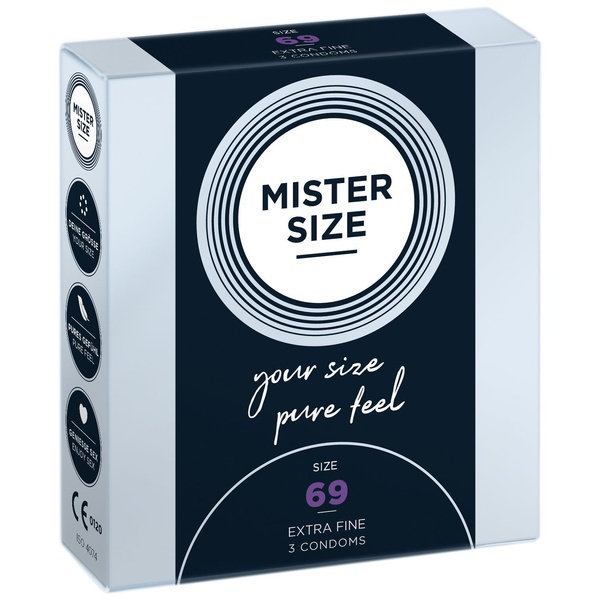 Презервативи Mister Size - pure feel - 69 (3 condoms), товщина 0,05 мм SO8038