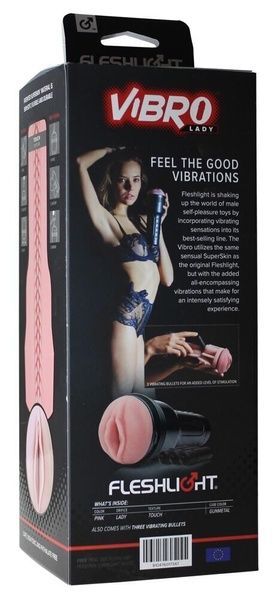 Мастурбатор з вібрацією Fleshlight Vibro Pink Lady Touch, три віброкулі, стимулювальний рельєф F17347
