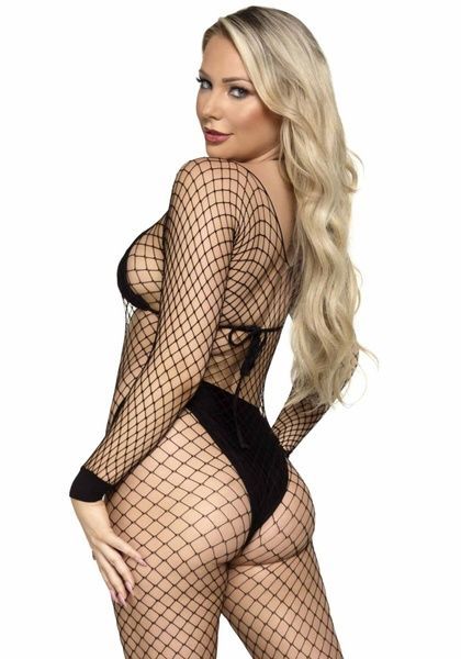 Leg Avenue Long Sleeved Bodystocking Black O/S SO8614