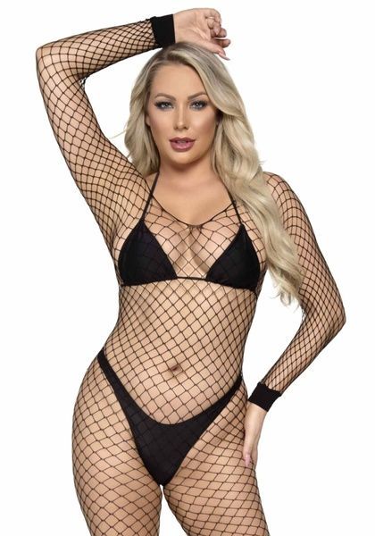 Leg Avenue Long Sleeved Bodystocking Black O/S SO8614