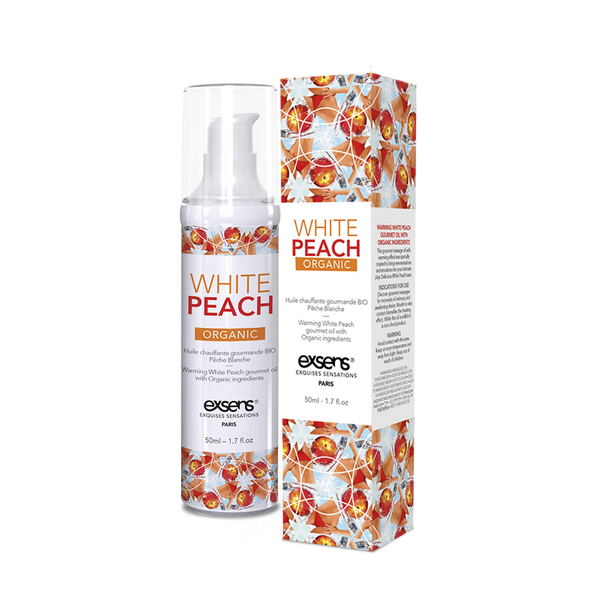Масажна олія EXSENS Organic White Peach 50мл розігрівальна, без цукру, без парабенів, їстівна SO2381