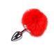 Металева анальна пробка Кролячий хвостик Alive Fluffy Plug S Red, діаметр 2,8 см SO6314