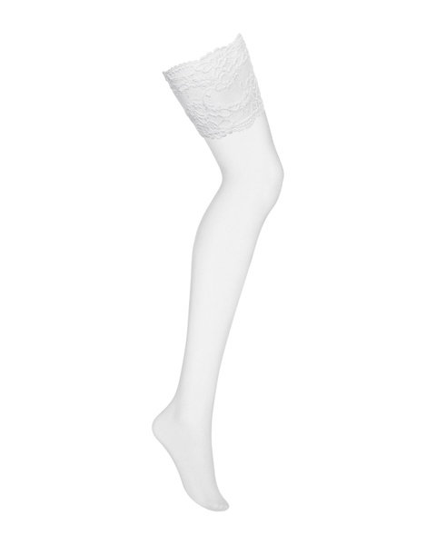 Панчохи під пояс із широким мереживом Obsessive 810-STO-2 stockings S/M, білі SO7167