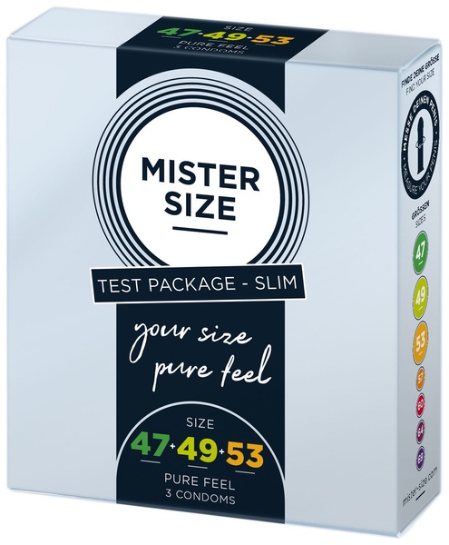 Набір презервативів Mister Size - pure feel - 47–49–53 (3 condoms), 3 розміри, товщина 0,05 мм SO8039