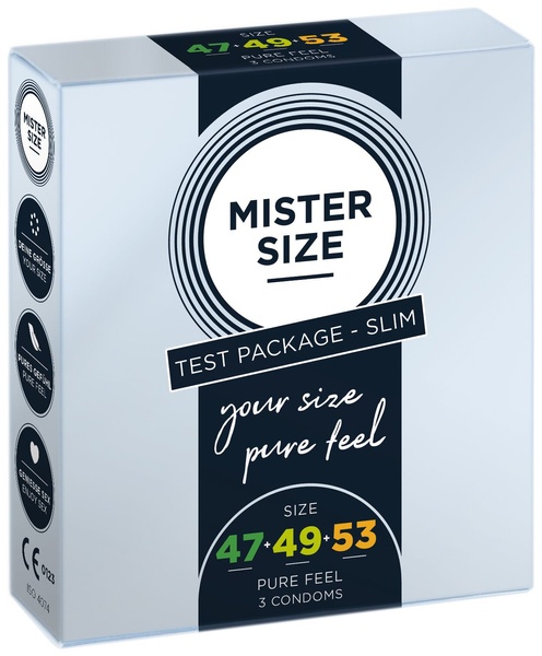 Набір презервативів Mister Size - pure feel - 47–49–53 (3 condoms), 3 розміри, товщина 0,05 мм SO8039