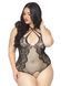 Leg Avenue Net and lace crotchless teddy Black 1X-2X SO8609 3