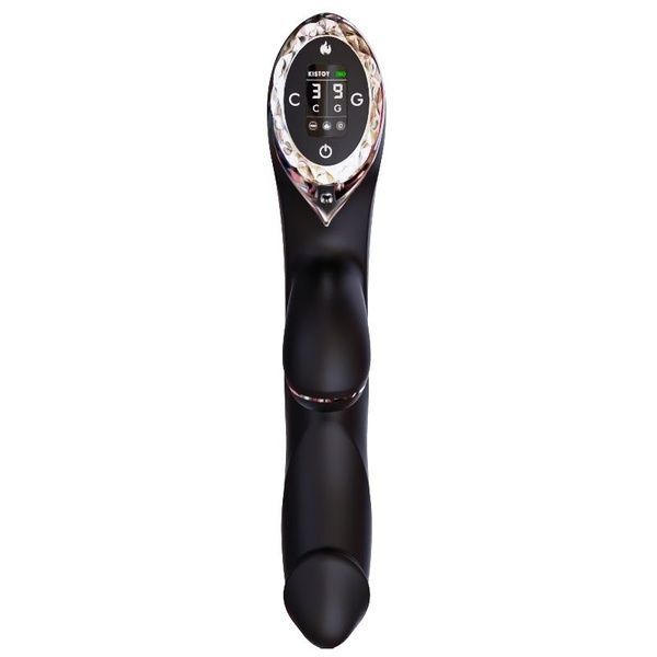 Вакуумний вібратор-кролик з підігрівом KisToy A-King Pro Black, з LED-екраном SO4080
