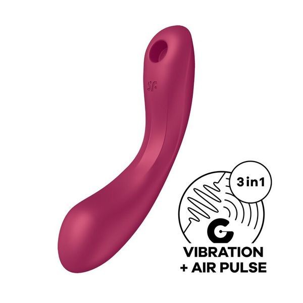 Вакуумний стимулятор з вібрацією Satisfyer Curvy Trinity 1 Red, іграшка 3в1 SO8407
