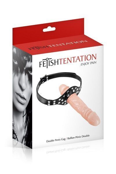 Кляп із подвійним фалоімітатором Fetish Tentation &ndash; Double Penis Gag Flesh SO5989
