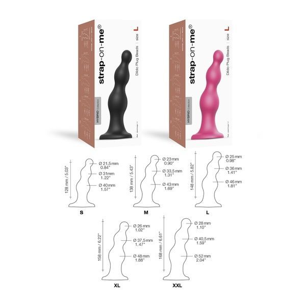 Насадка для страпона Strap-On-Me Dildo Plug Beads Black M SO8984