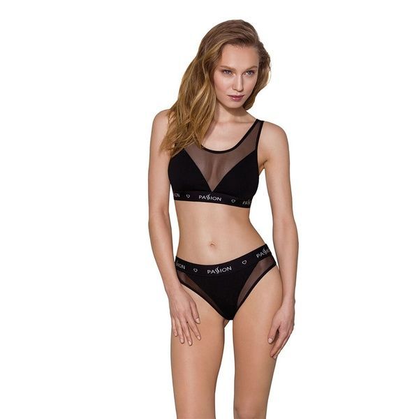 Топ с прозрачной вставкой Passion PS002 TOP L, black SO4199 фото