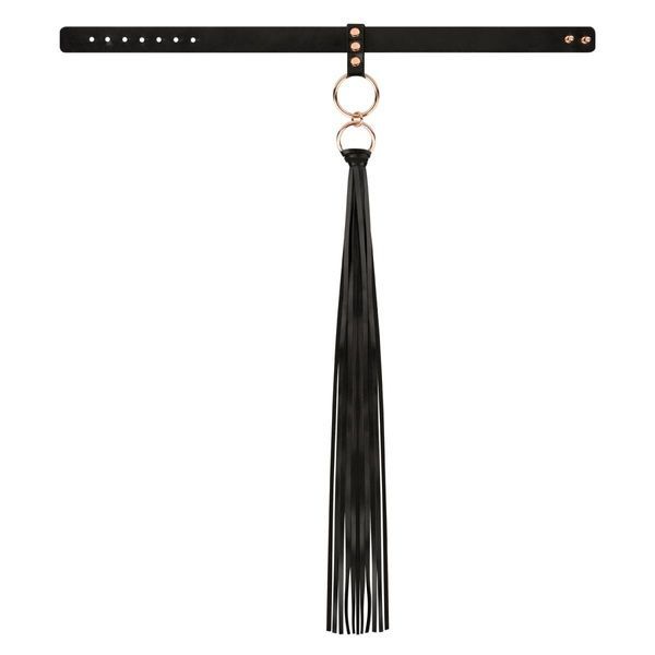 Нашийник с флогером Rosy Gold - Collar with Flogger - Black SX1198