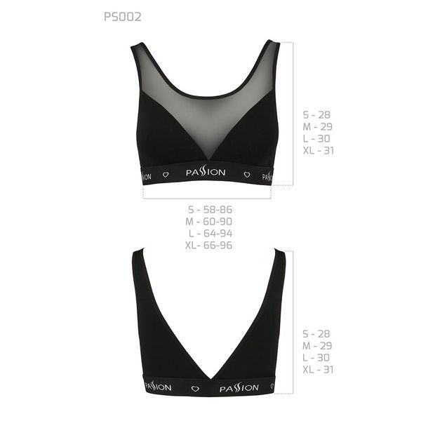 Топ с прозрачной вставкой Passion PS002 TOP L, black SO4199 фото