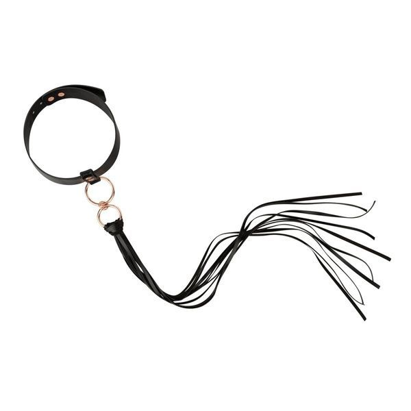 Нашийник с флогером Rosy Gold - Collar with Flogger - Black SX1198