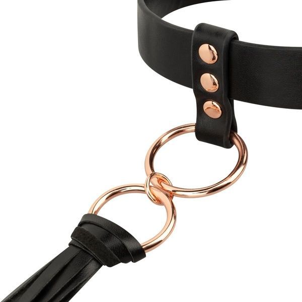 Нашийник с флогером Rosy Gold - Collar with Flogger - Black SX1198