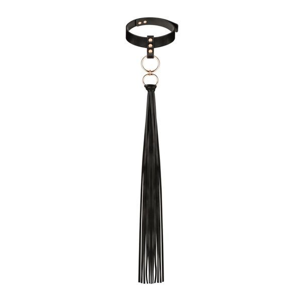 Нашийник с флогером Rosy Gold - Collar with Flogger - Black SX1198