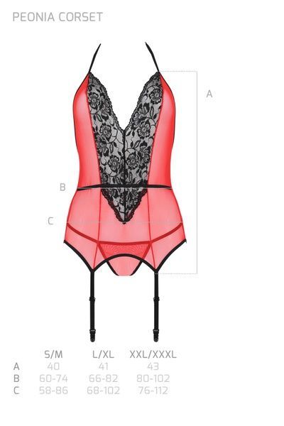 PEONIA CORSET red L/XL Passion SO8463
