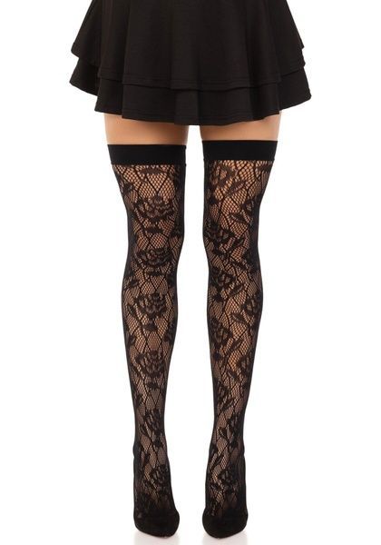 Панчохи Leg Avenue Wild rose net thigh highs One Size SX1042
