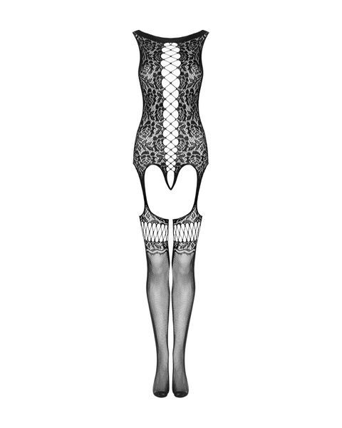 Бодистокинг Obsessive Bodystocking F236 S/Ml/L, глубокое декольте, имитация шнуровки SO7232 фото