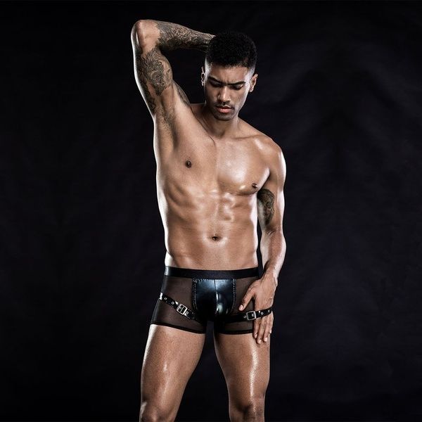 Мужские эротические сетчатые трусы с ремнями, One Size Black SO3679 фото