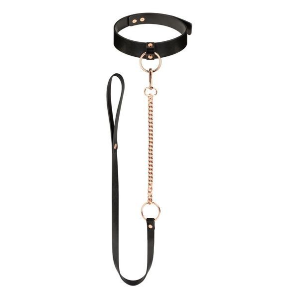 Нашийник з повідцем Rosy Gold - Collar with Leash - Black SX1199