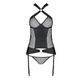 Сітчастий комплект корсет з халтером, зйомні підв'язки та трусики Amanda Corset black L/XL - Passion SO5318 5