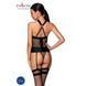 Сітчастий комплект корсет з халтером, зйомні підв'язки та трусики Amanda Corset black L/XL - Passion SO5318 2