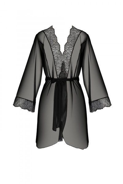 Пеньюар Passion AMBERLY PEIGNOIR black, L/XL, пояс у комплекті SX0461