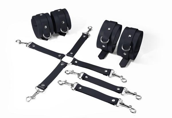 Набір Feral Feelings BDSM Kit 3 Black, наручники, поножі, конектор SO8269