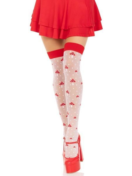 Чулки Leg Avenue Polka Dot Mushroom Thigh Highs One Size SX1044 фото