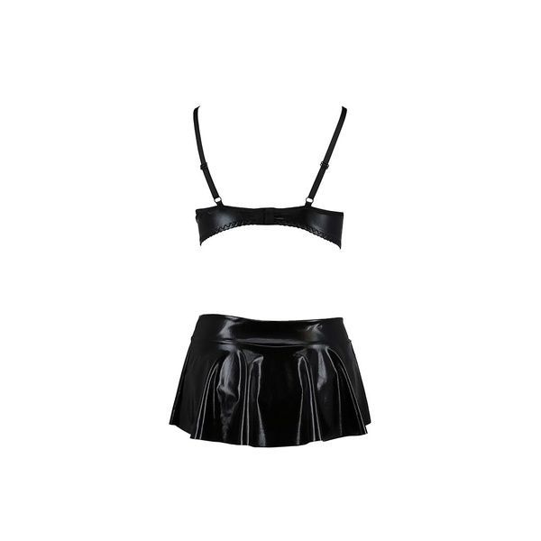 Комплект белья под латекс Passion DEBY SET L/XL, black, лиф, мини-юбочка, стринги PS25701 фото